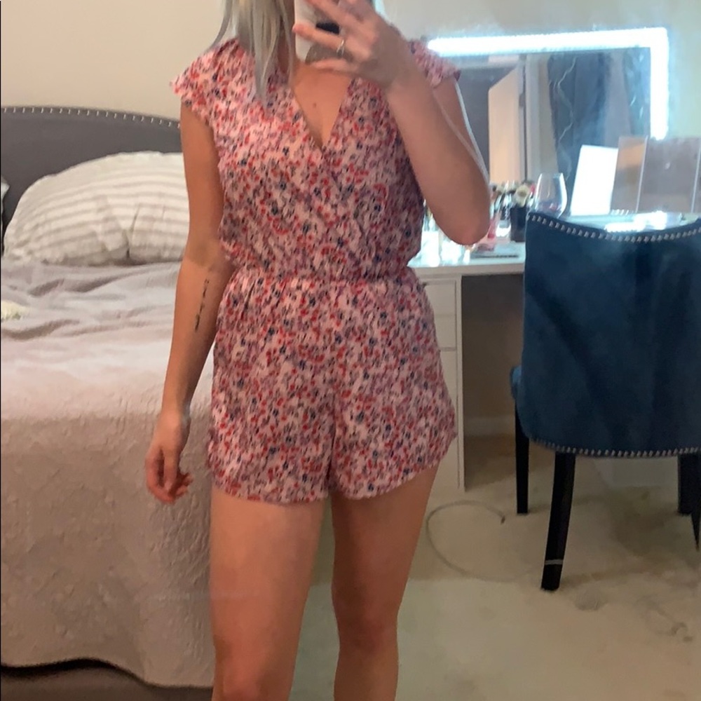 Pink floral romper